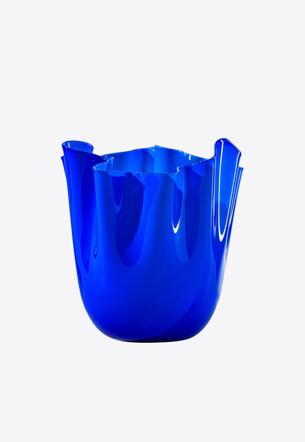 Venini Fazzoletto Medium Glossy Vase Blue 700.02 ZA