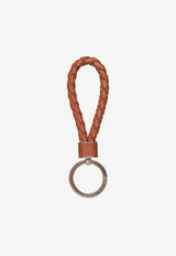 Bottega Veneta Intreccio Leather Key Ring 709727VMAY1 2655 Wood