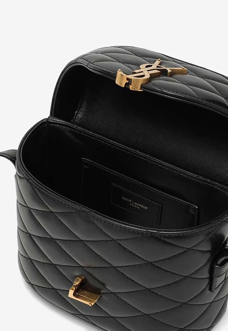 Saint Laurent June Quilted Leather Crossbody Bag Black 7100801EL07/O_YSL-1000