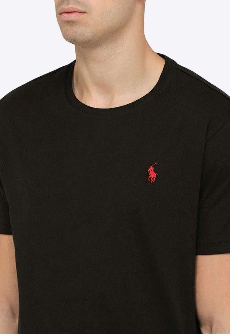 Polo Ralph Lauren Logo Embroidered Crewneck T-shirt Black 710680785001CO/O_POLOR-BLK