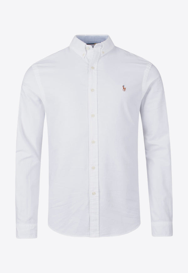 Polo Ralph Lauren Logo Embroidered Long-Sleeved Shirt White 710767441_000_007