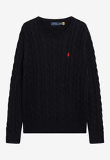Polo Ralph Lauren Logo Embroidered Cable Knit Sweater Blue 710775885001CO/S_POLOR-HN