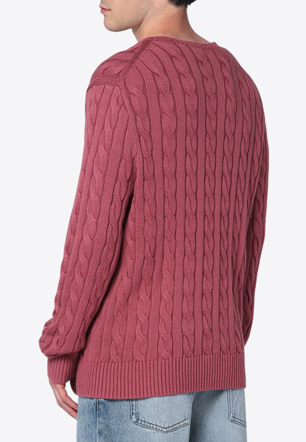 Polo Ralph Lauren Cable Knit Logo Sweater Burgundy 710775885518CO/R_POLOR-PU