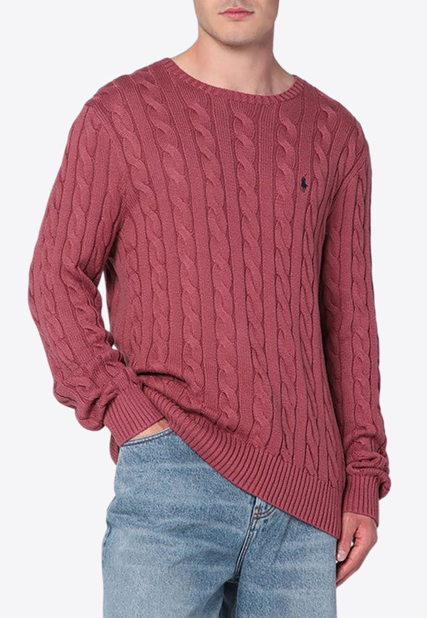 Polo Ralph Lauren Cable Knit Logo Sweater Burgundy 710775885518CO/R_POLOR-PU