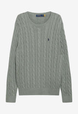 Polo Ralph Lauren Logo Embroidered Cable Knit Sweater Green 710775885528CO/S_POLOR-FG
