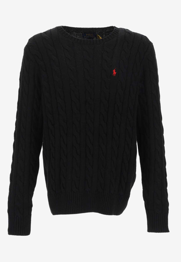 Polo Ralph Lauren Cable-Knit Logo Sweater Black 710775885_000_012