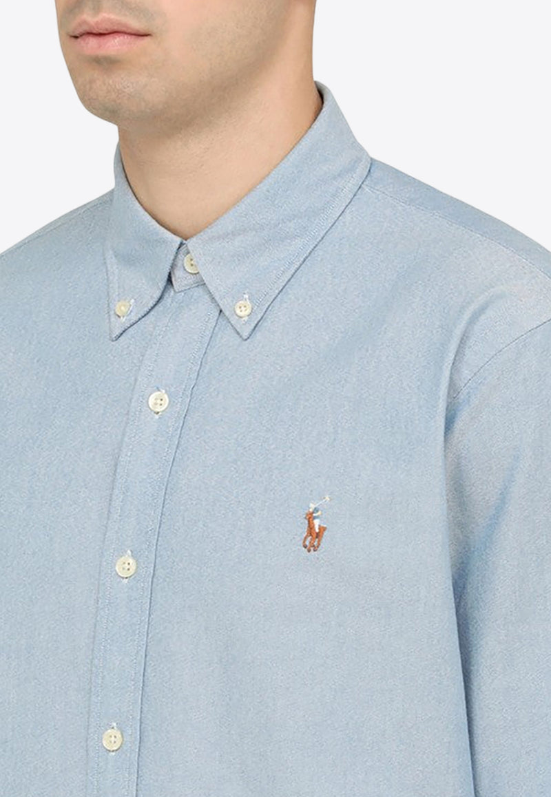 Polo Ralph Lauren Logo Embroidered Long-Sleeved Shirt Blue 710792041002CO/O_POLOR-BL