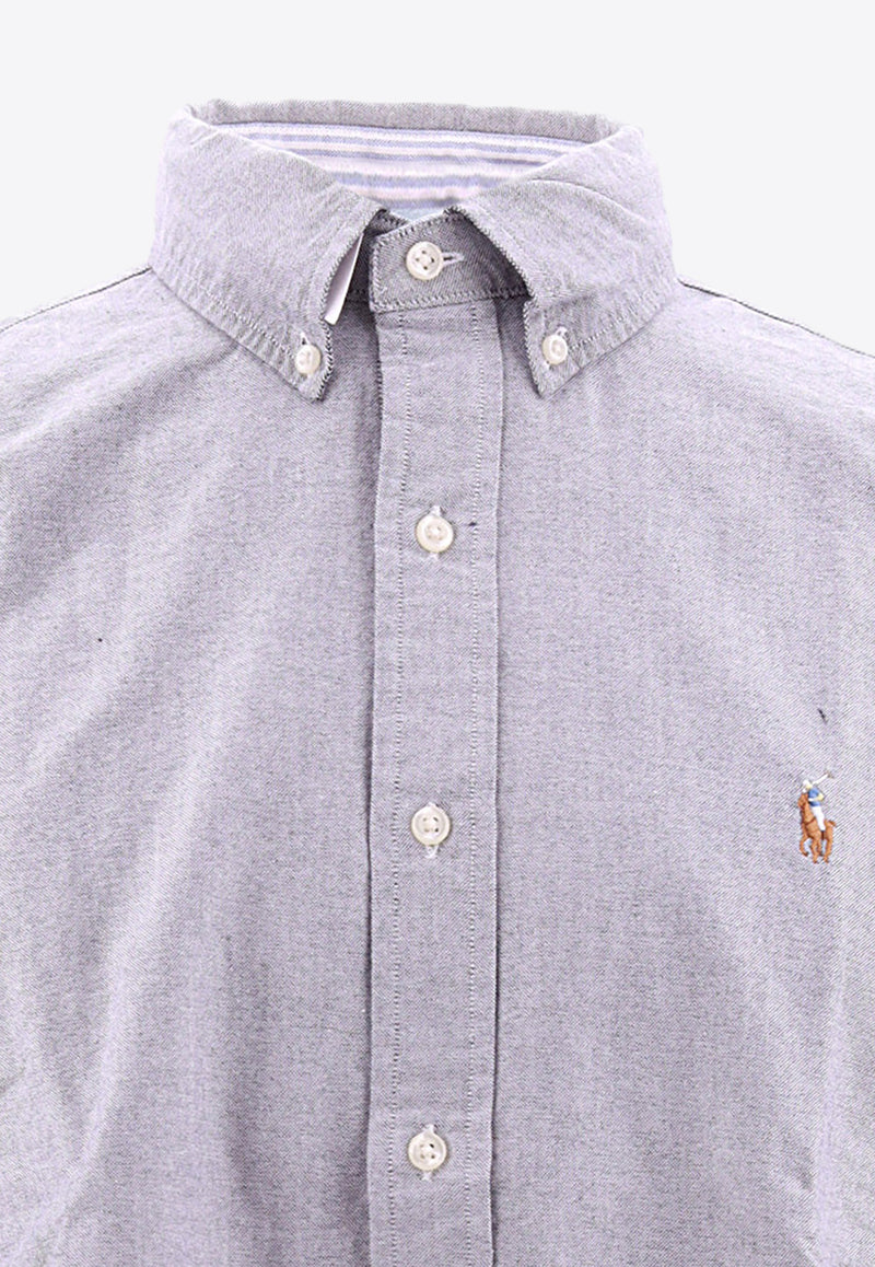 Polo Ralph Lauren Logo Embroidered Long-Sleeved Shirt Blue 710795462_000_005