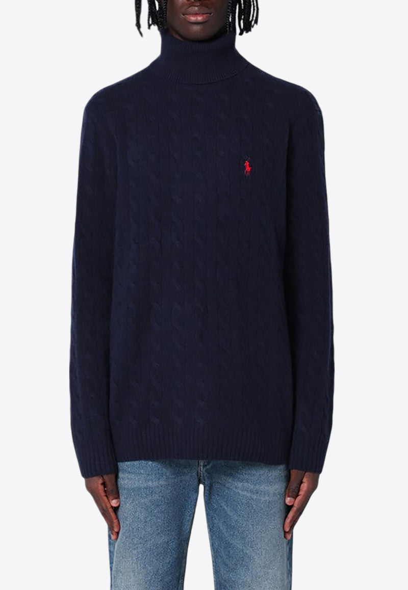 Polo Ralph Lauren Cable Knit Wool Cashmere Turtleneck Sweater Blue 710876836005WO/P_POLOR-HN