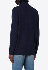 Polo Ralph Lauren Cable Knit Wool Cashmere Turtleneck Sweater Blue 710876836005WO/P_POLOR-HN