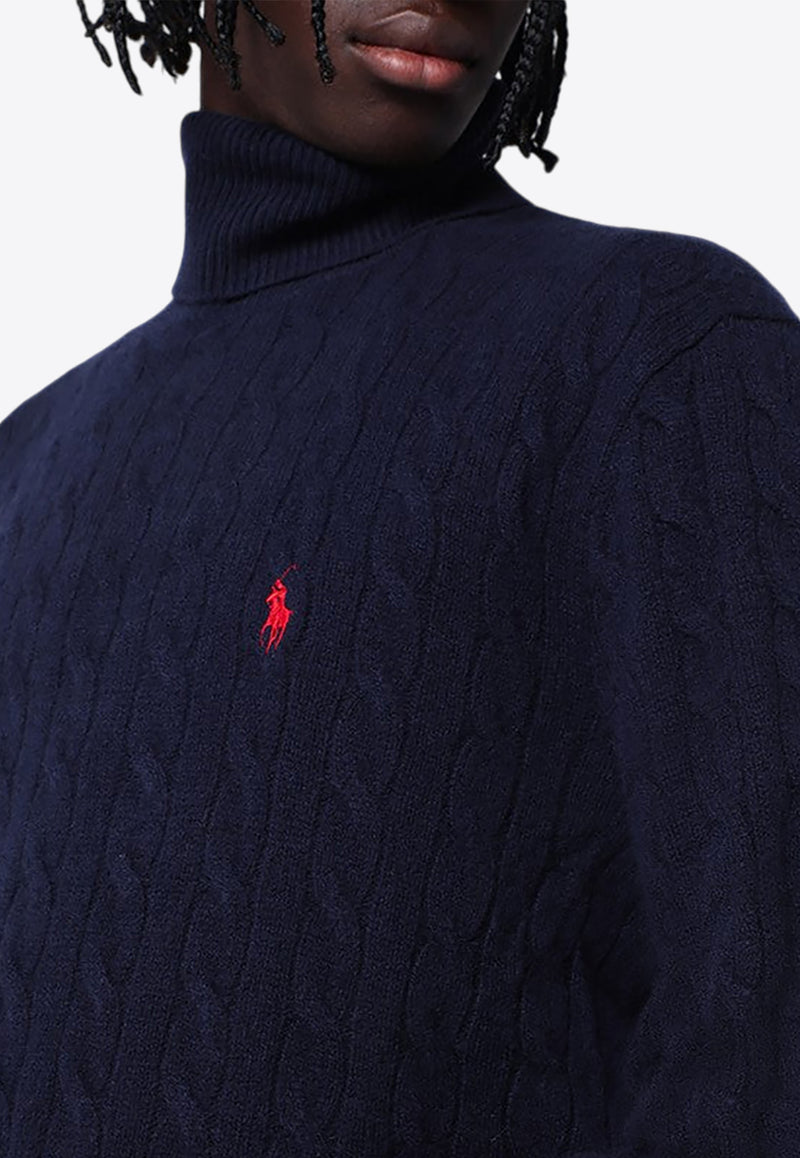 Polo Ralph Lauren Cable Knit Wool Cashmere Turtleneck Sweater Blue 710876836005WO/P_POLOR-HN