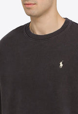 Polo Ralph Lauren Logo Embroidered Crewneck Sweatshirt Black 710916689006CO/O_POLOR-FB