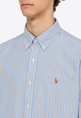 Polo Ralph Lauren Logo Embroidered Stripe Shirt Blue 710928918001CO/O_POLOR-BW