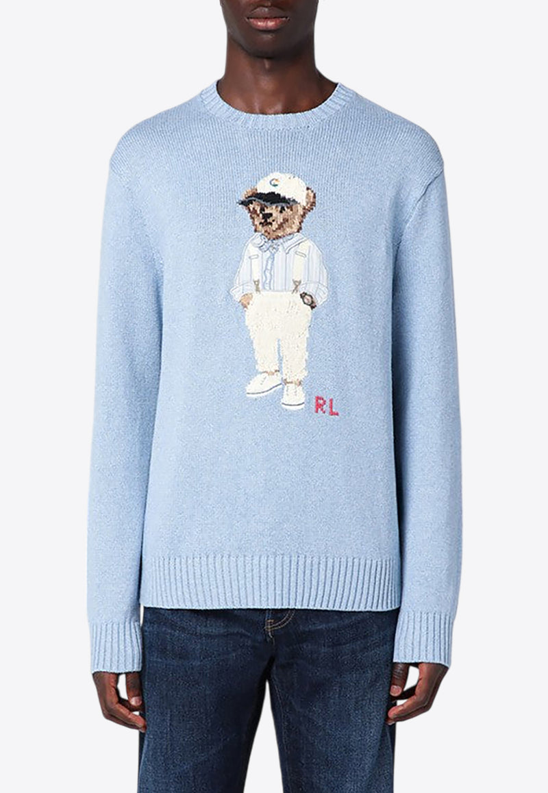 Polo Ralph Lauren Intarsia Knit Polo Bear Sweater Light Blue 710941059001CO/P_POLOR-DB