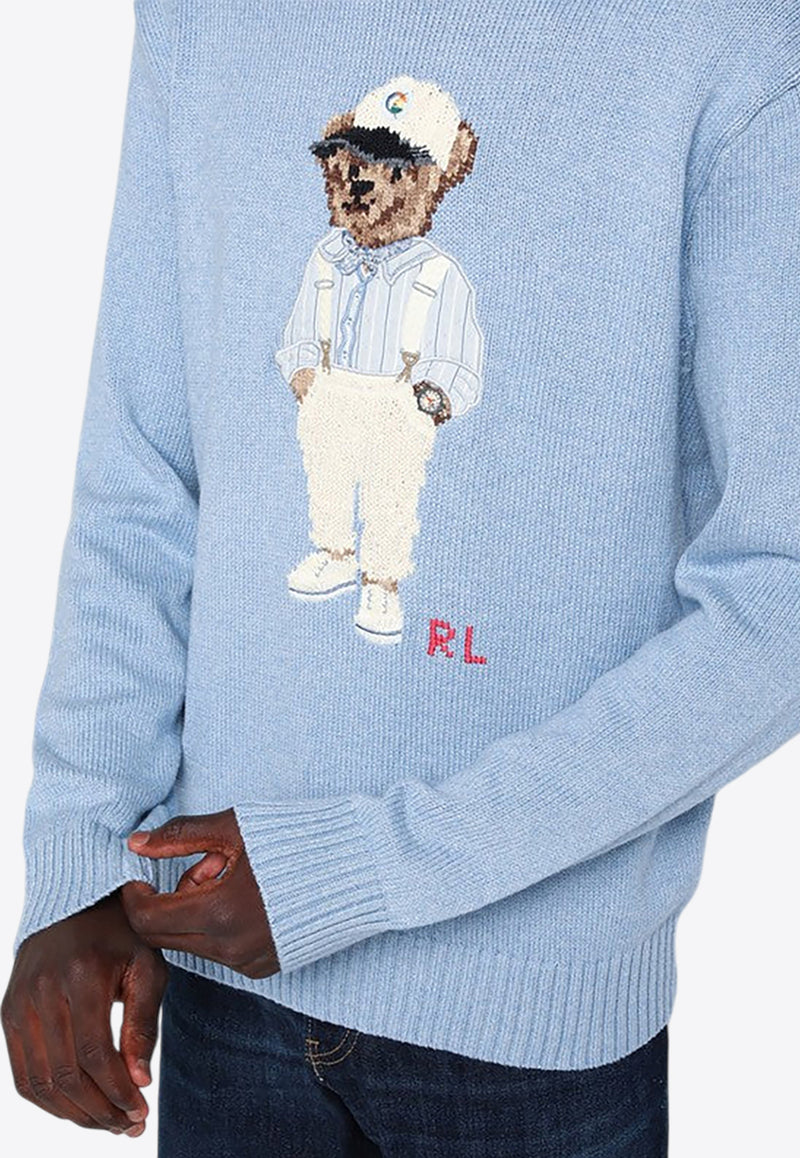 Polo Ralph Lauren Intarsia Knit Polo Bear Sweater Light Blue 710941059001CO/P_POLOR-DB