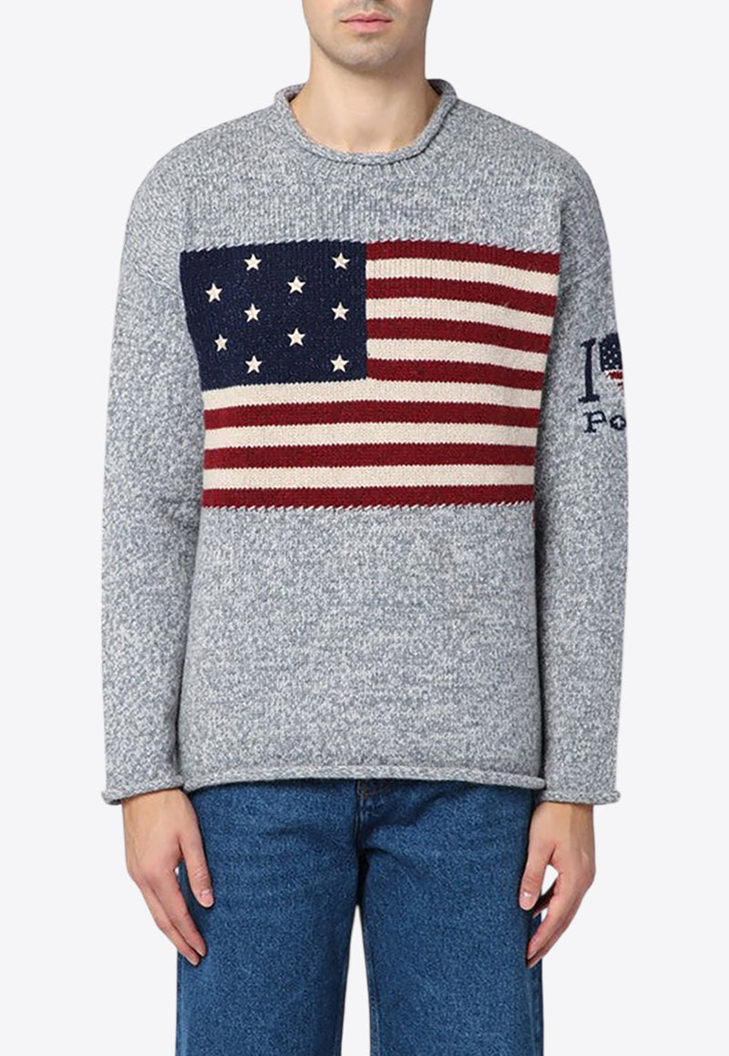 Polo Ralph Lauren American Flag Wool Sweater Gray 710949283001WO/P_POLOR-GC