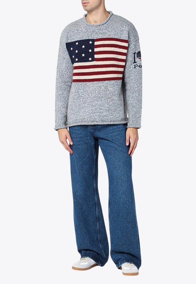 Polo Ralph Lauren American Flag Wool Sweater Gray 710949283001WO/P_POLOR-GC