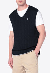 Polo Ralph Lauren Logo Embroidered Knitted Sweater Vest Navy 710970288001CO/R_POLOR-HC