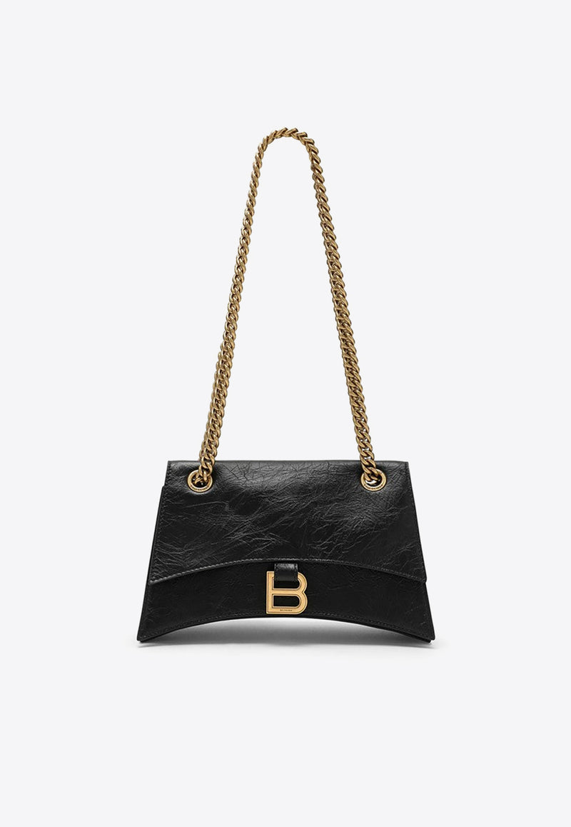 Balenciaga Small Crush Calf Leather Shoulder Bag Black 716351210IT/O_BALEN-1000