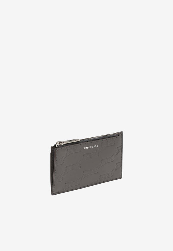 Balenciaga Leather Logo Zipped Cardholder Gray 717784210JS/N_BALEN-1404