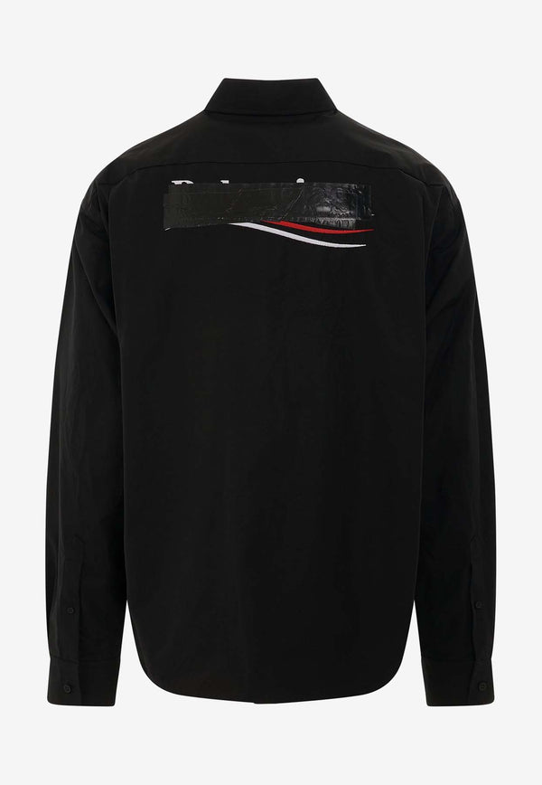 Balenciaga Logo Long-Sleeved Shirt 719874-TYB18-1000BLACK
