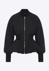Zip-Up Peplum Bomber Jacket