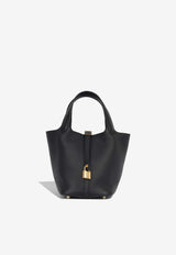 Picotin Lock 18 in Black Taurillon Clemence with Gold Hardware