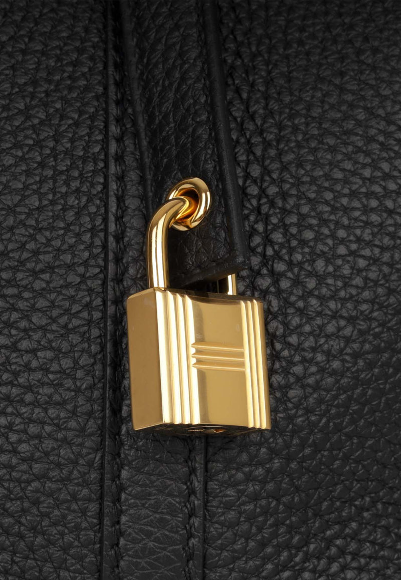 Picotin Lock 18 in Black Taurillon Clemence with Gold Hardware