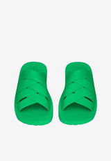 Bottega Veneta Crisscross Rubber Slides Parakeet 730287V11T03708_80180