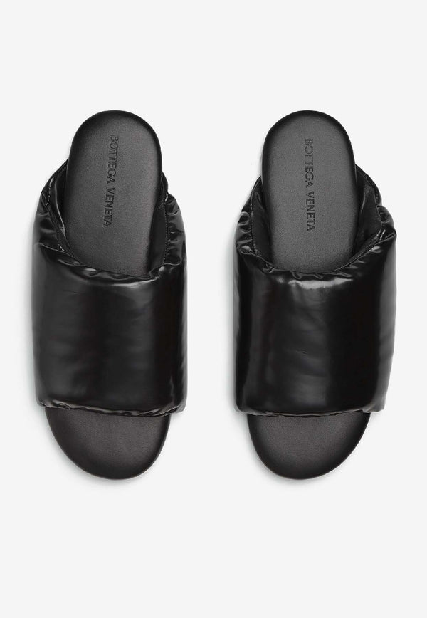 Bottega Veneta Cushion Leather Flat Slides Black 730289V2LR01000_80174