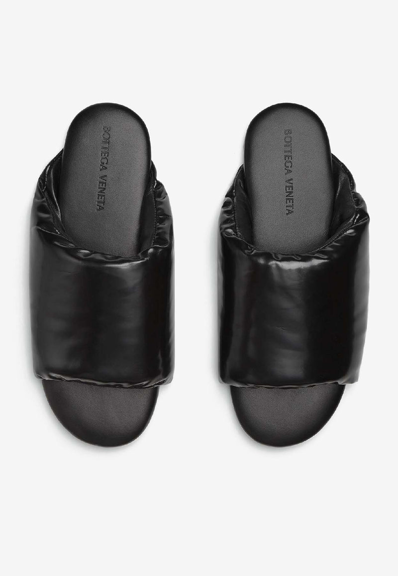 Bottega Veneta Cushion Leather Flat Slides Black 730289V2LR01000_80174