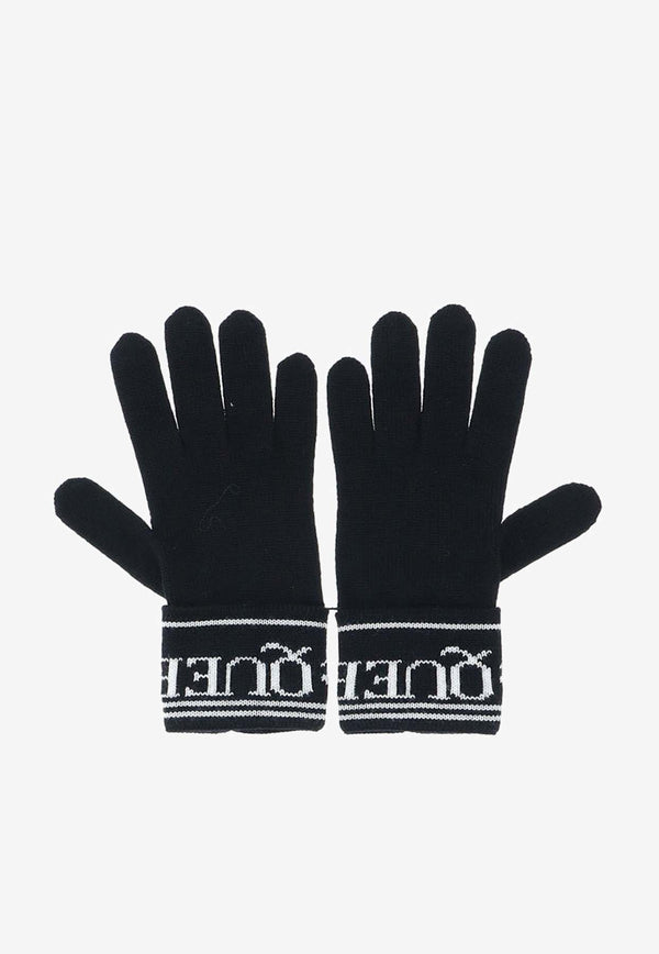 Alexander McQueen Logo-Jacquard Knitted Gloves Black 730449_3206Q_1078