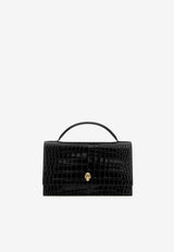 Alexander McQueen Skull Croc-Embossed Leather Top Handle Bag Black 7327981HB0G 1000