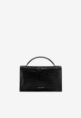 Alexander McQueen Skull Croc-Embossed Leather Top Handle Bag Black 7327981HB0G 1000