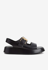 Buckled-Strap Flatform Sandals