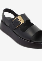 Buckled-Strap Flatform Sandals