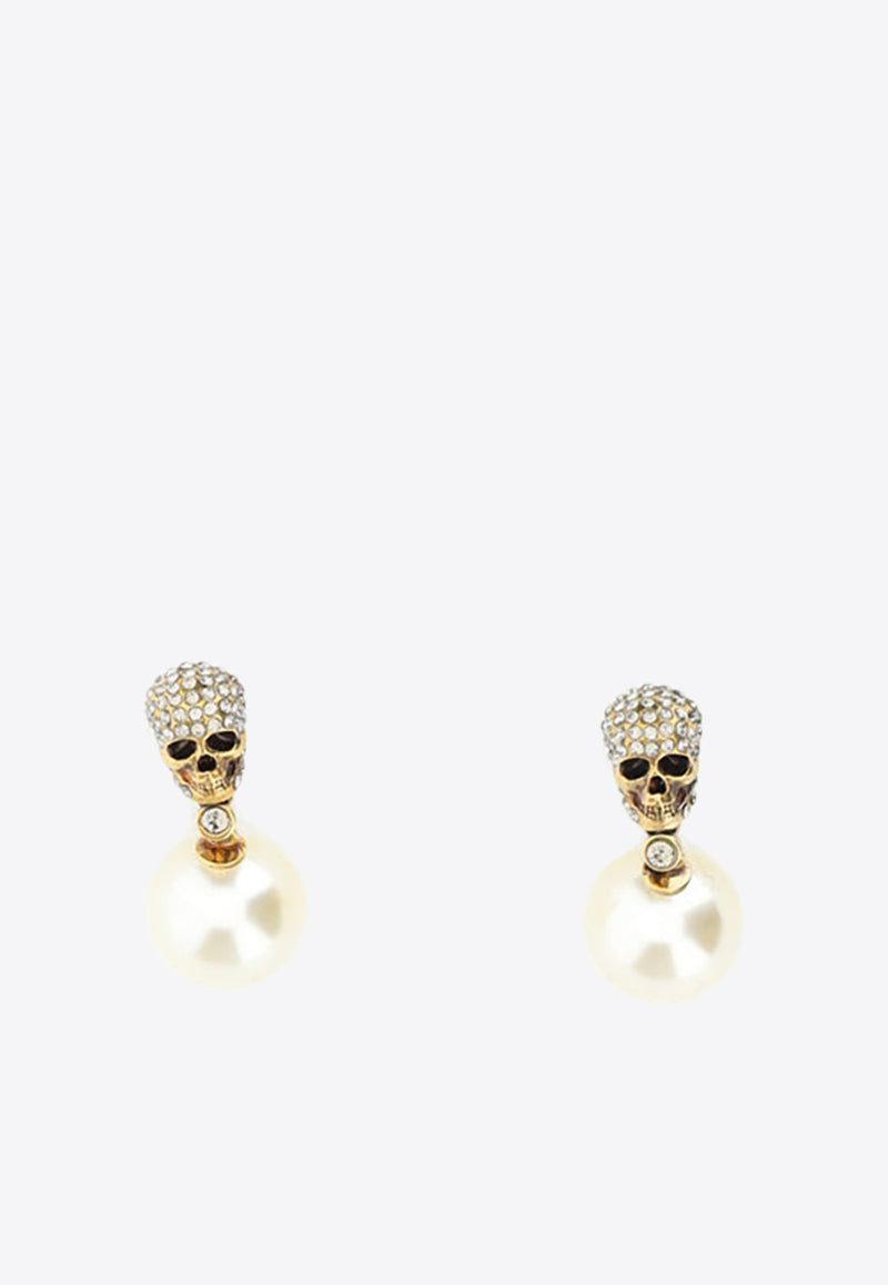 Alexander McQueen Crystal Embellished Skull Earrings Silver 734746_I170A_2375