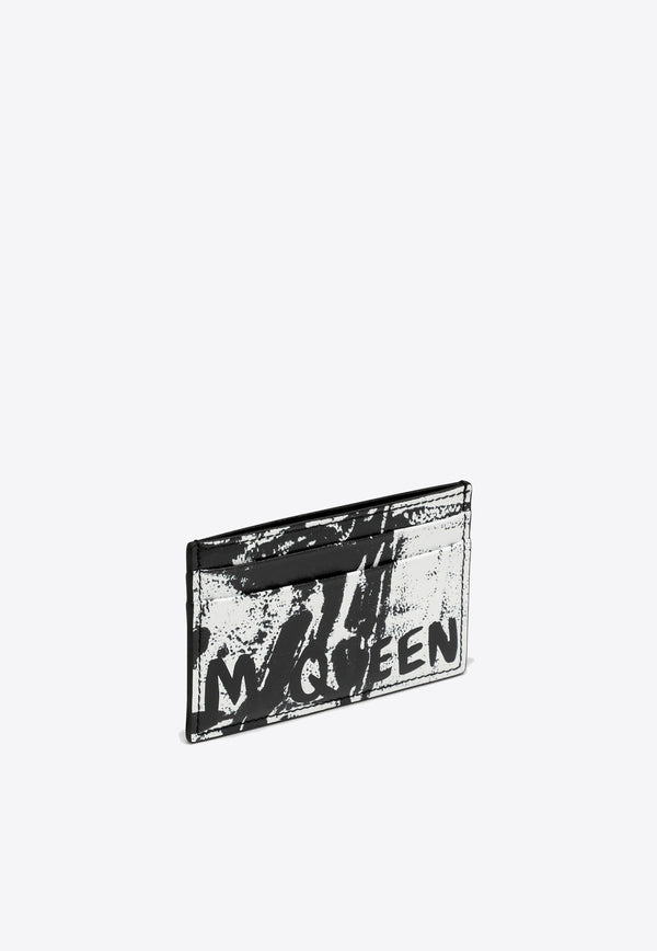 Alexander McQueen Graffiti Logo Leather Cardholder Monochrome 7362301AAR6/O_ALEXQ-1070