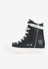 Leather High-Top Sneakers with Eyelets