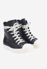 Leather High-Top Sneakers with Eyelets