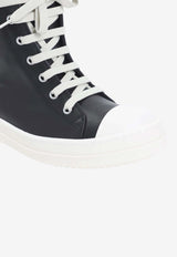 Leather High-Top Sneakers with Eyelets
