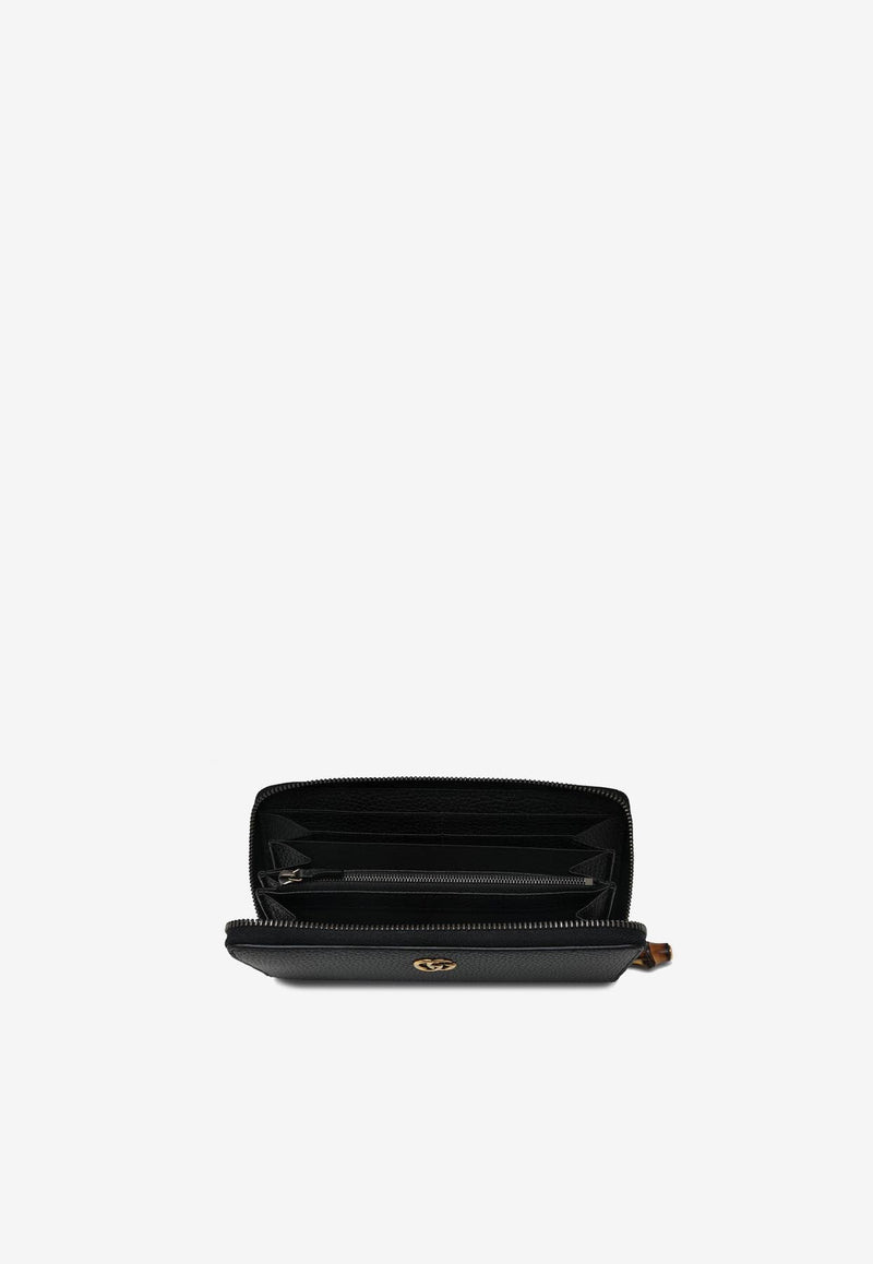 Gucci Double G Zip-Around Leather Wallet Black 739499AABXM/Q_GUC-1000