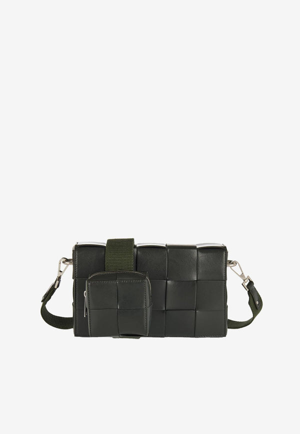 Bottega Veneta Cassette Crossbody Bag in Intreccio Leather 741777V2XU1 3009 Dark Green