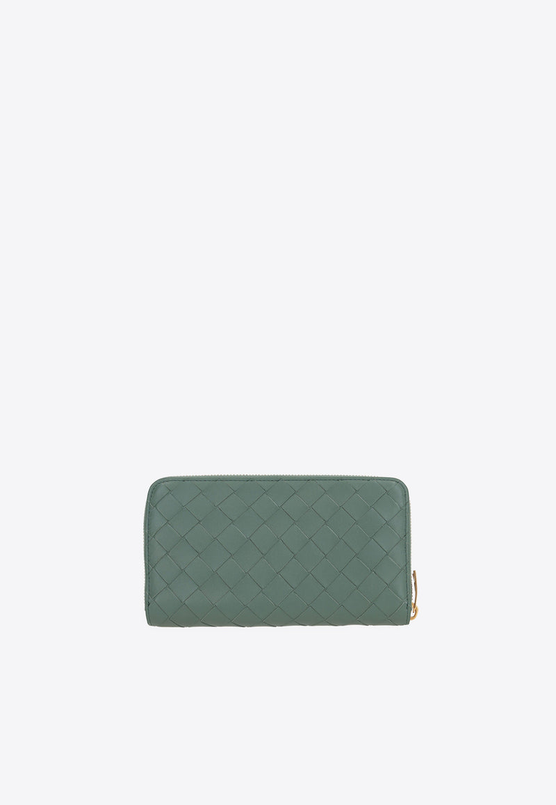 Bottega Veneta Zip-Around Wallet in Intrecciato Leather 742332VCPP2 3198 Aloe