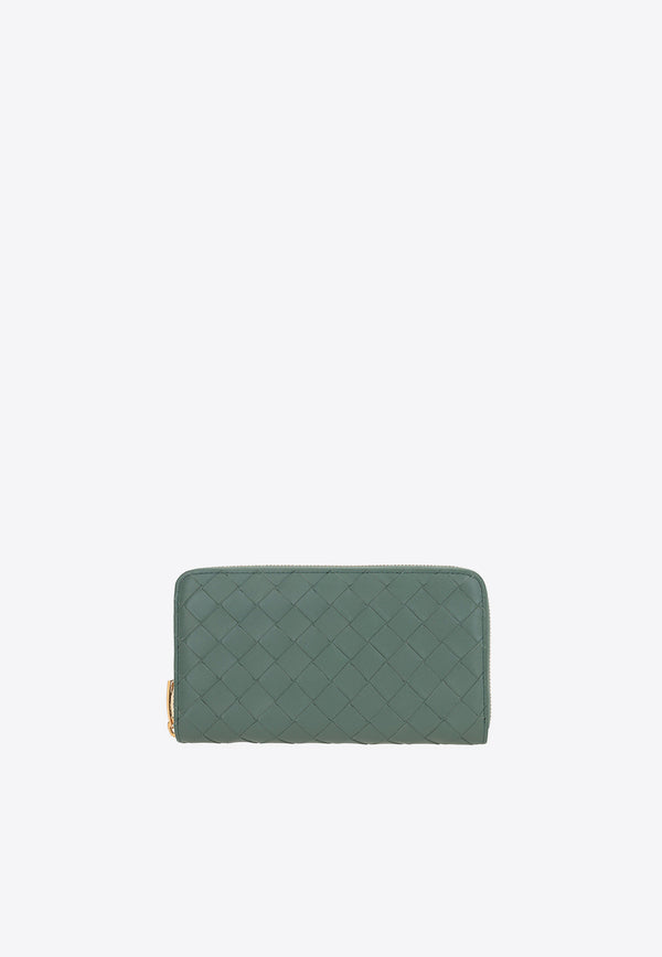 Bottega Veneta Zip-Around Wallet in Intrecciato Leather 742332VCPP2 3198 Aloe