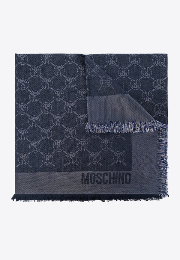 Moschino Logo Jacquard Square Scarf Blue 03233 M2023-013