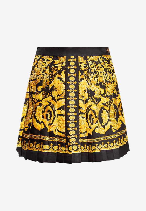 Versace Barocco Pleated Silk Mini Skirt 1000829 1A04236-5B000