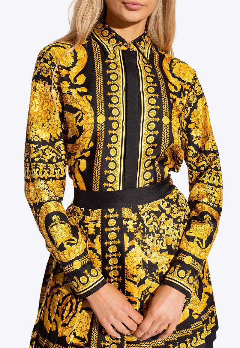 Versace Long-Sleeved Barocco Shirt in Silk 1001360 1A04236-5B000