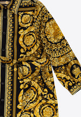 Versace Kids Girls Barocco Print Silk Dress Yellow 1003517 1A02442-5B000
