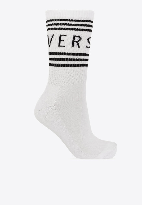 Versace 90's Vintage Logo Socks White 1008759 1A06710-2W020